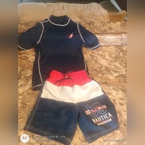 Nautica two-piece boys swim set includes Medium Size 5
